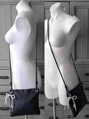 Butter Soft Black Leather Margot New York Small Lightweight Crossbody Bag Purse
